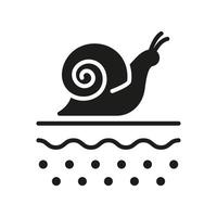 Natural Organic Ingredient for Skin Care Glyph Symbol. Snail and Human Skin Silhouette Icon. Snail Nature Collagen Product for Skin Treatment Pictogram. Isolated Vector Illustration.