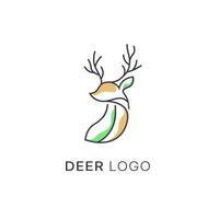 outline deer line art logo vector icon, Simple minimalist monoline deer logo design