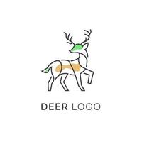 outline deer line art logo vector icon, Simple minimalist monoline deer logo design