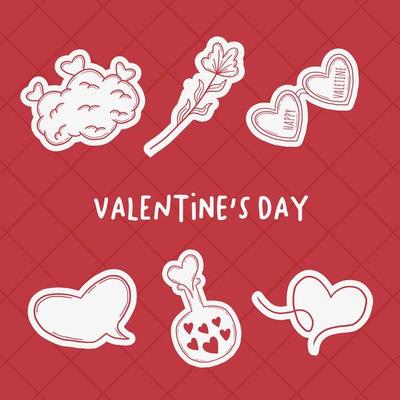 Set of Valentines day doodle elements. romantic hand drawn vector  illustration. Design elements 18907919 Vector Art at Vecteezy