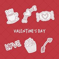 Valentine's day doodle hand drawn elements collection, Love doodles elements set vector