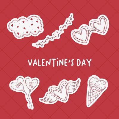 Set of Valentines day doodle elements. romantic hand drawn vector  illustration. Design elements 18907919 Vector Art at Vecteezy