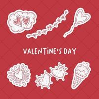 Valentine's day doodle hand drawn elements collection, Love doodles elements set vector