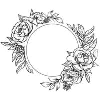 rose flower frame outline vector