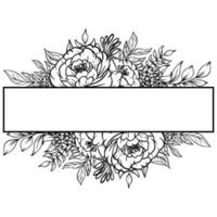 rose flower frame outline vector