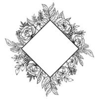 rose flower frame outline vector