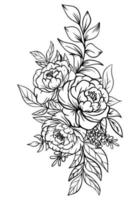 outline rose flower bouquet decoration vector