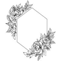 Rosa flor marco contorno vector
