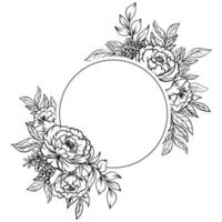 rose flower frame outline vector