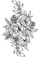 outline rose flower bouquet decoration vector