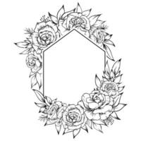 rose flower frame outline vector