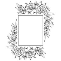 rose flower frame outline vector