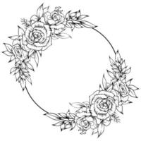 rose flower frame outline vector