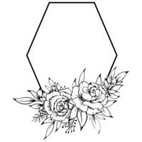 rose flower frame outline vector