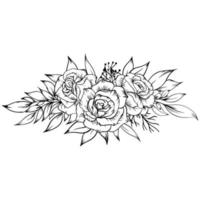 outline rose flower bouquet decoration vector