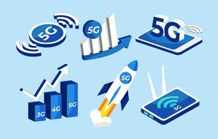 Mobile wireless 5th generation technology element design vector. 5G wireless network technology concept. vector