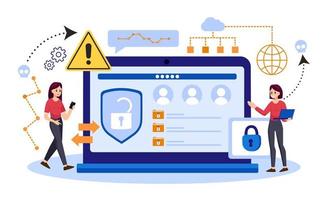 Digital data protection design vector. Cyber security illustration background. Cloud computing network safety concept vector