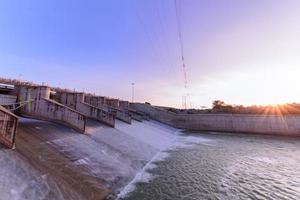 Spillway of Dam gate on morning, photo
