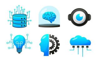 Artificial intelligence icon set element design vector. AI technology and cyber elements. Futuristic technology service and communication artificial intelligence concept. vector