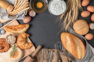 Homemade bread or bakery with fresh egg photo
