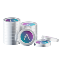 Aave coin stacks cryptocurrency. 3D render illustration png