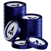 Alchemy Pay AHC coin stacks cryptocurrency. 3D render illustration png