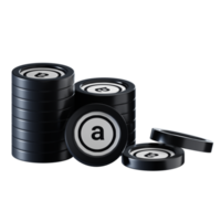 Arweave AR coin stacks cryptocurrency. 3D render illustration png