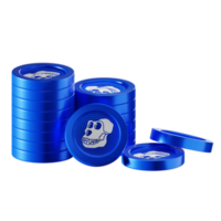 ApeCoin APE coin stacks cryptocurrency. 3D render illustration png