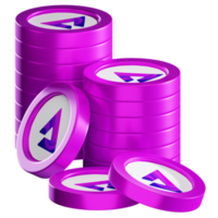 Audius AUDIO coin stacks cryptocurrency. 3D render illustration png