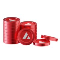 Avalanche AVAX coin stacks cryptocurrency. 3D render illustration png