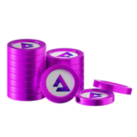 Audius AUDIO coin stacks cryptocurrency. 3D render illustration png