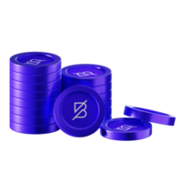 Band Protocol BAND coin stacks cryptocurrency. 3D render illustration png