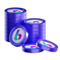 BORA coin stacks cryptocurrency. 3D render illustration png