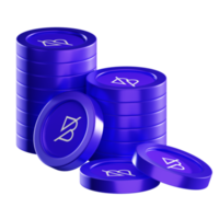 Band Protocol BAND coin stacks cryptocurrency. 3D render illustration png