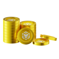 Binance Coin BNB coin stacks cryptocurrency. 3D render illustration png