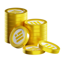Binance USD BUSD coin stacks cryptocurrency. 3D render illustration png