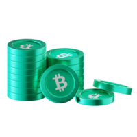 Bitcoin Cash BCH coin stacks cryptocurrency. 3D render illustration png