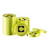 Celo coin stacks cryptocurrency. 3D render illustration png