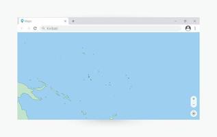 Browser window with map of Kiribati, searching  Kiribati in internet. vector