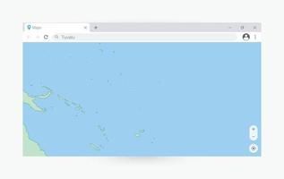 Browser window with map of Tuvalu, searching  Tuvalu in internet. vector