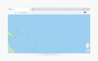 Browser window with map of Tuvalu, searching  Tuvalu in internet. vector