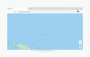 Browser window with map of Marshall Islands, searching  Marshall Islands in internet. vector