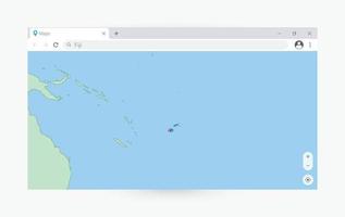 Browser window with map of Fiji, searching  Fiji in internet. vector