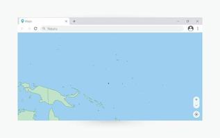 Browser window with map of Nauru, searching  Nauru in internet. vector