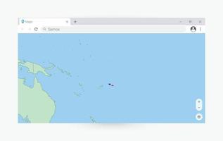 navegador ventana con mapa de samoa, buscando Samoa en Internet. vector