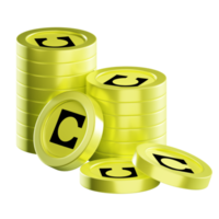 Celo coin stacks cryptocurrency. 3D render illustration png