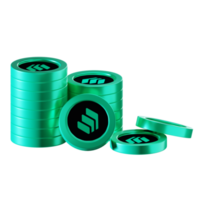 Compound COMP coin stacks cryptocurrency. 3D render illustration png