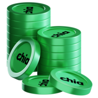 Chia XHC coin stacks cryptocurrency. 3D render illustration png