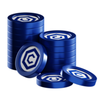 Cronos CRO coin stacks cryptocurrency. 3D render illustration png