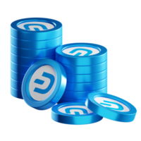 Dash coin stacks cryptocurrency. 3D render illustration png